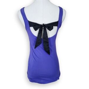 Purple and Black Satin Bow Back Tank Top, Women's 4